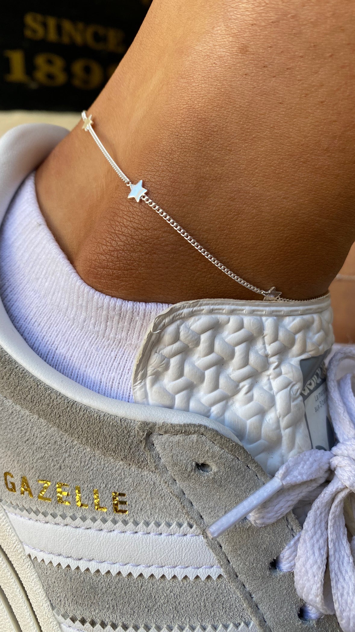 Silver Anklet - Inline Star Discs - John Ross Jewellers