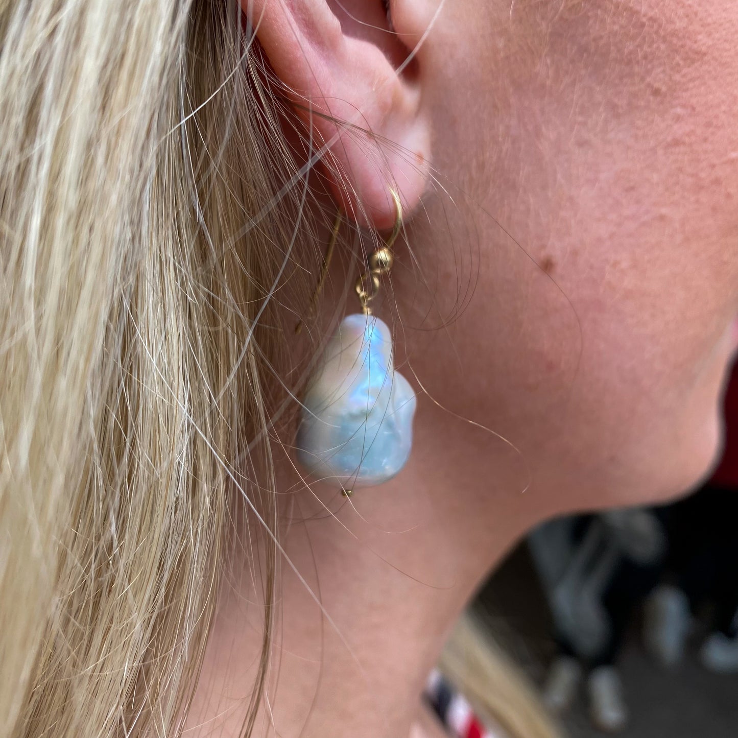 18ct Gold Baroque Pearl Hook Drop Earrings - John Ross Jewellers