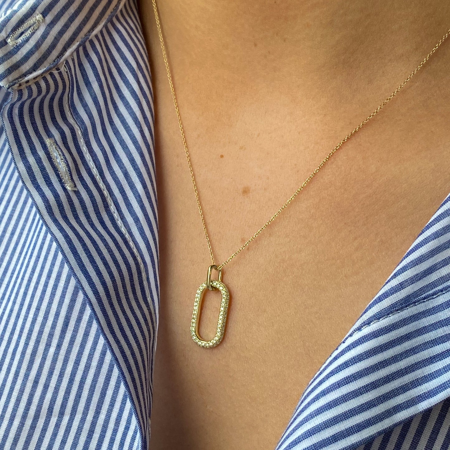 9ct Gold Diamond Open Rectangle Necklace - John Ross Jewellers