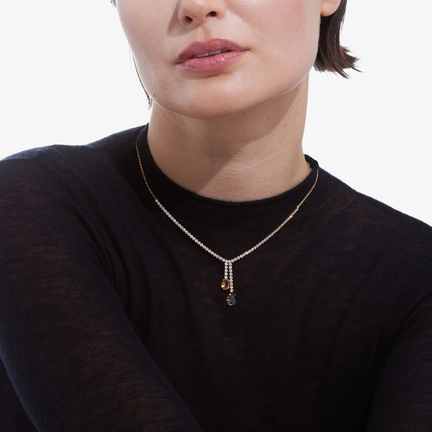 Victoria Cruz Champagne Lariat Necklace - John Ross Jewellers