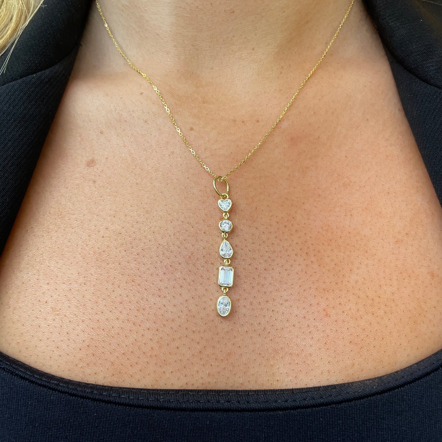 Sunshine Mixed CZ Drop Necklace by CME featuring a sparkling drop pendant on a delicate chain.