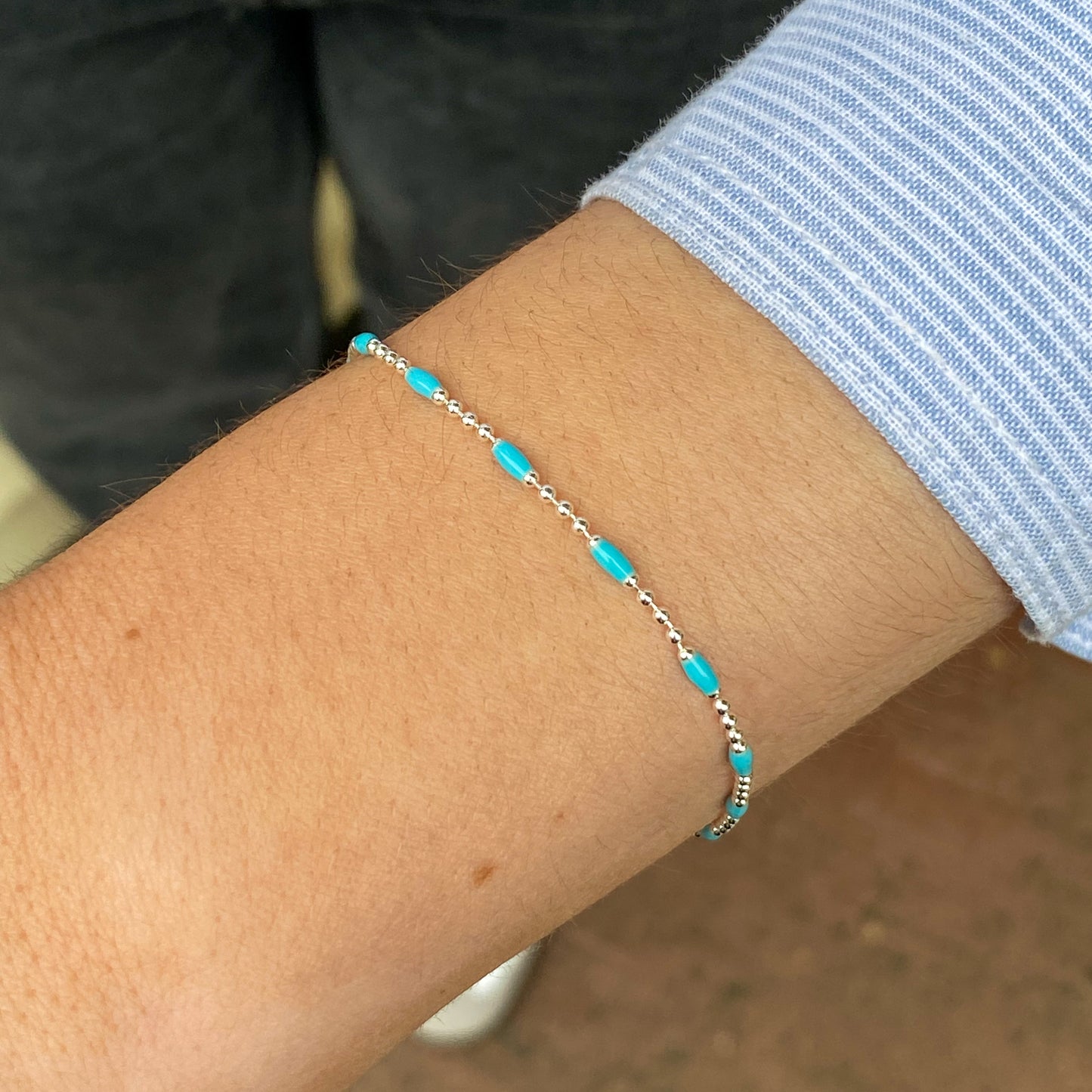 Silver Turquoise Enamel Bracelet - John Ross Jewellers