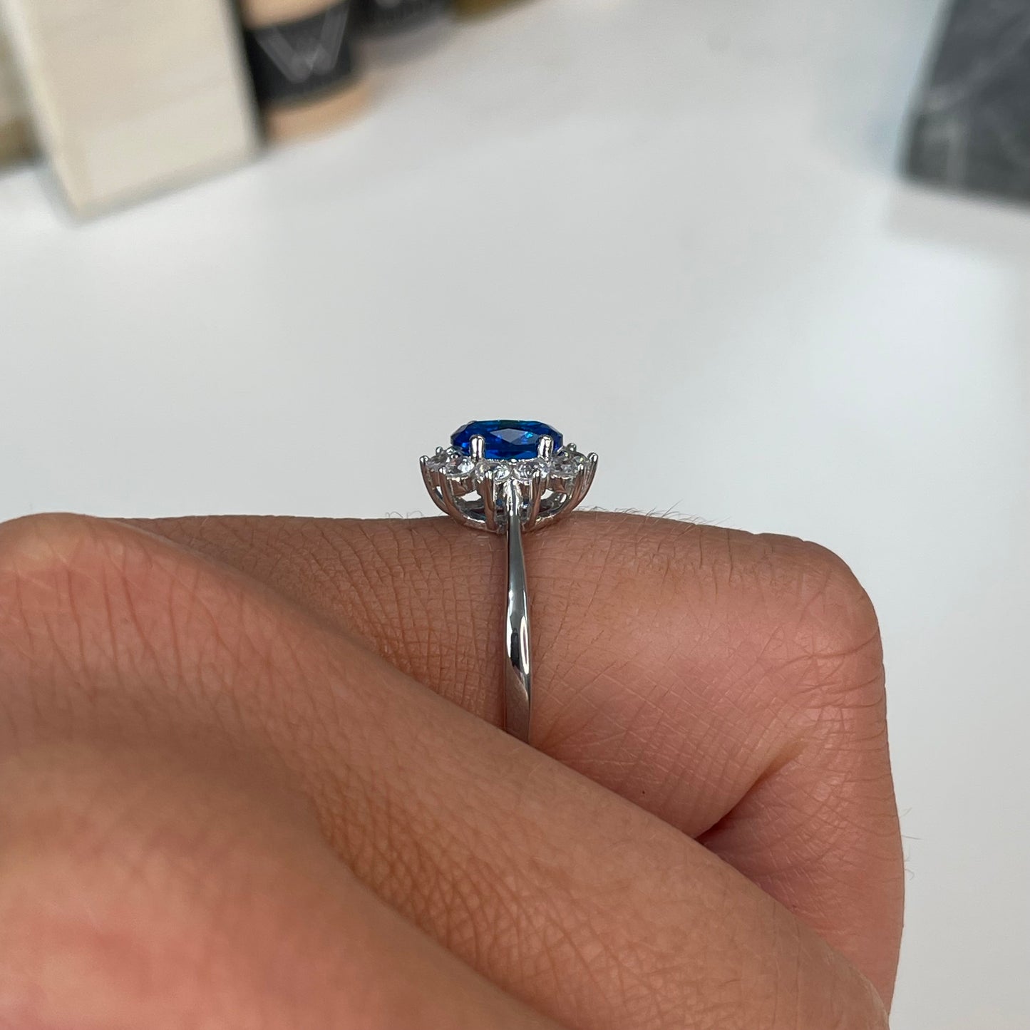 Silver Sapphire Blue CZ Diana Ring - John Ross Jewellers