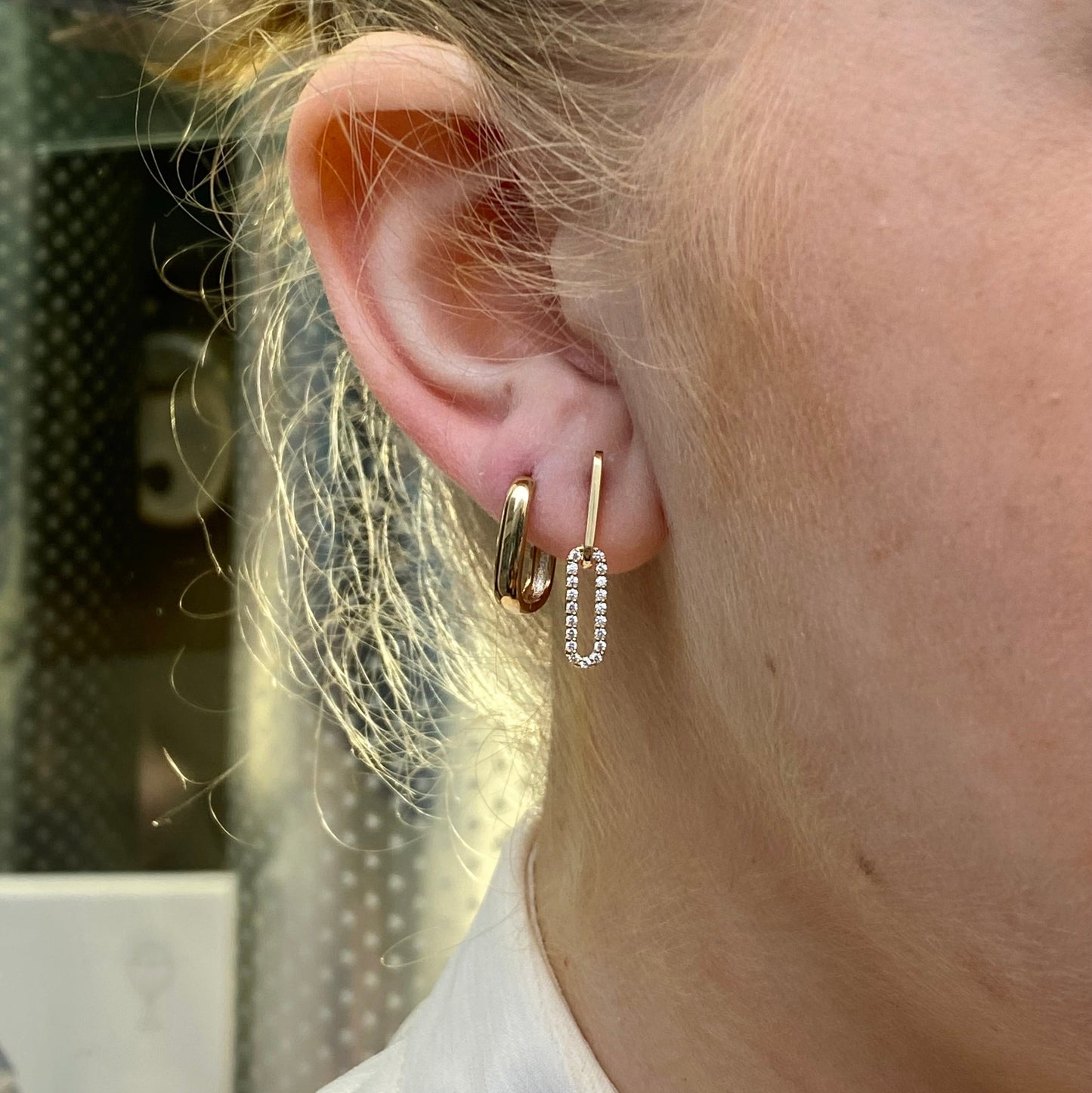 9ct Gold CZ Paper Link Drop Earrings - John Ross Jewellers