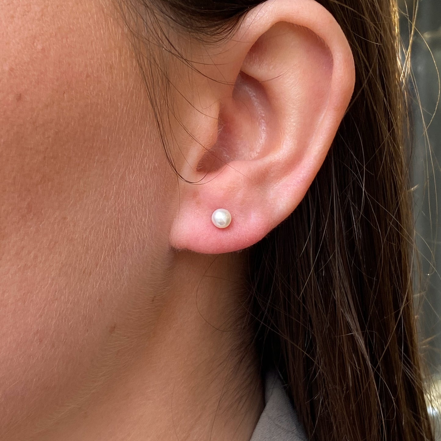 Silver Freshwater Pearl Bouton Stud Earrings | 4-5mm - John Ross Jewellers