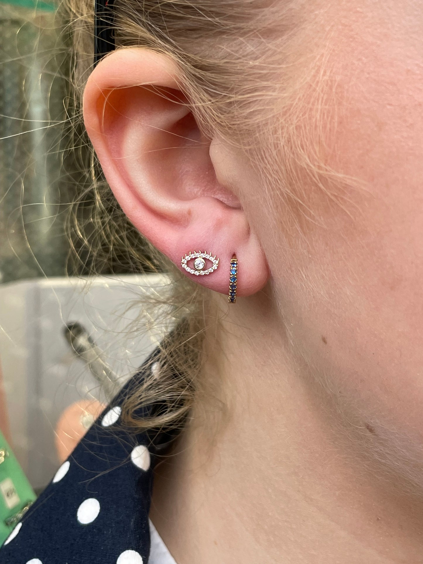 9ct Gold CZ Eye Stud Earrings