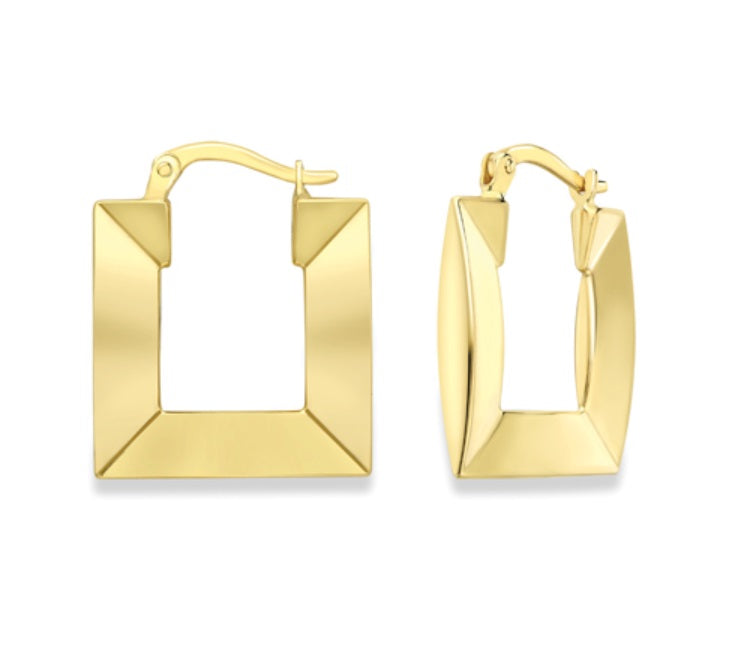 9ct Wavy Rectangular Hoop Earrings | 22nm - John Ross Jewellers
