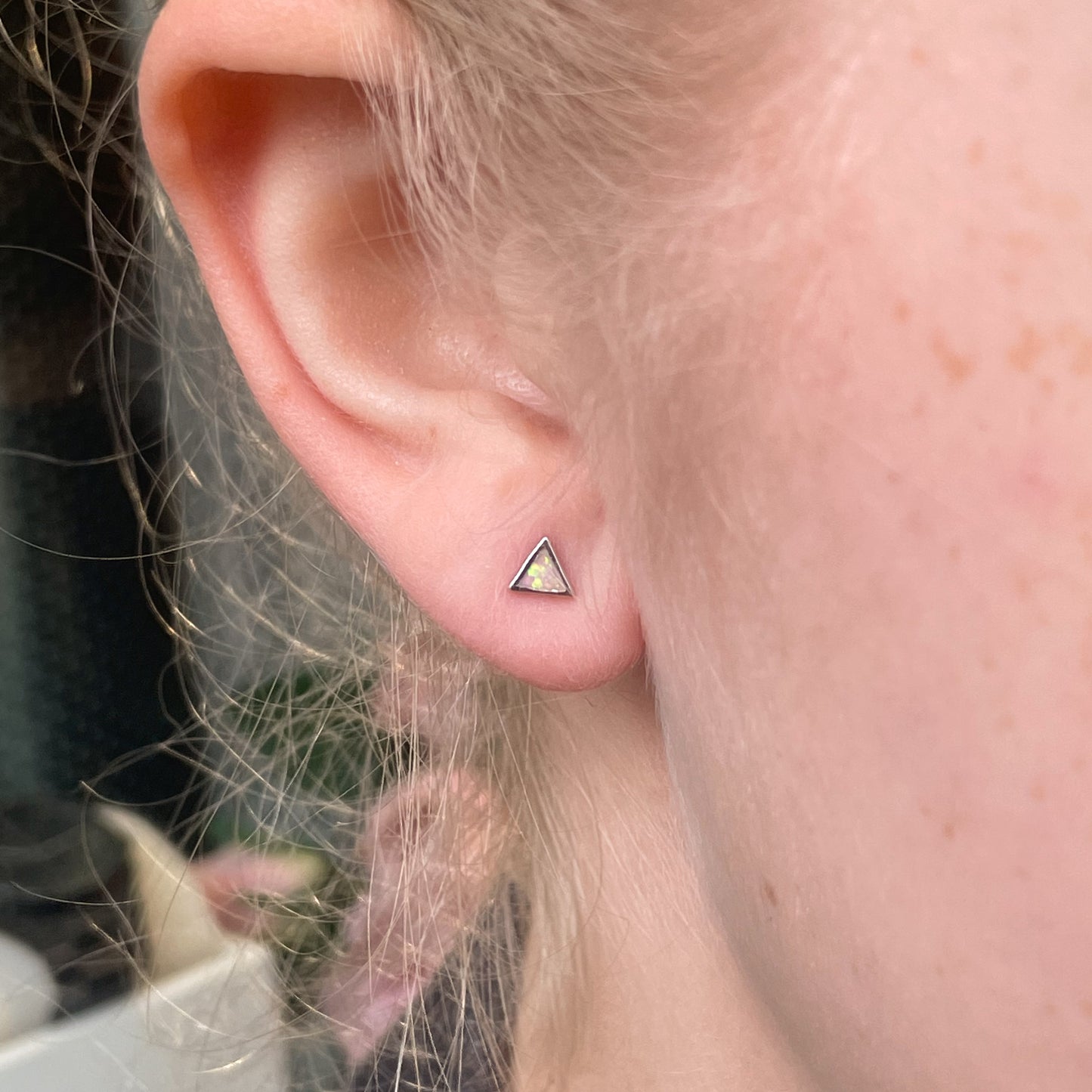 Silver Triangle Opalique Stud Earrings - John Ross Jewellers