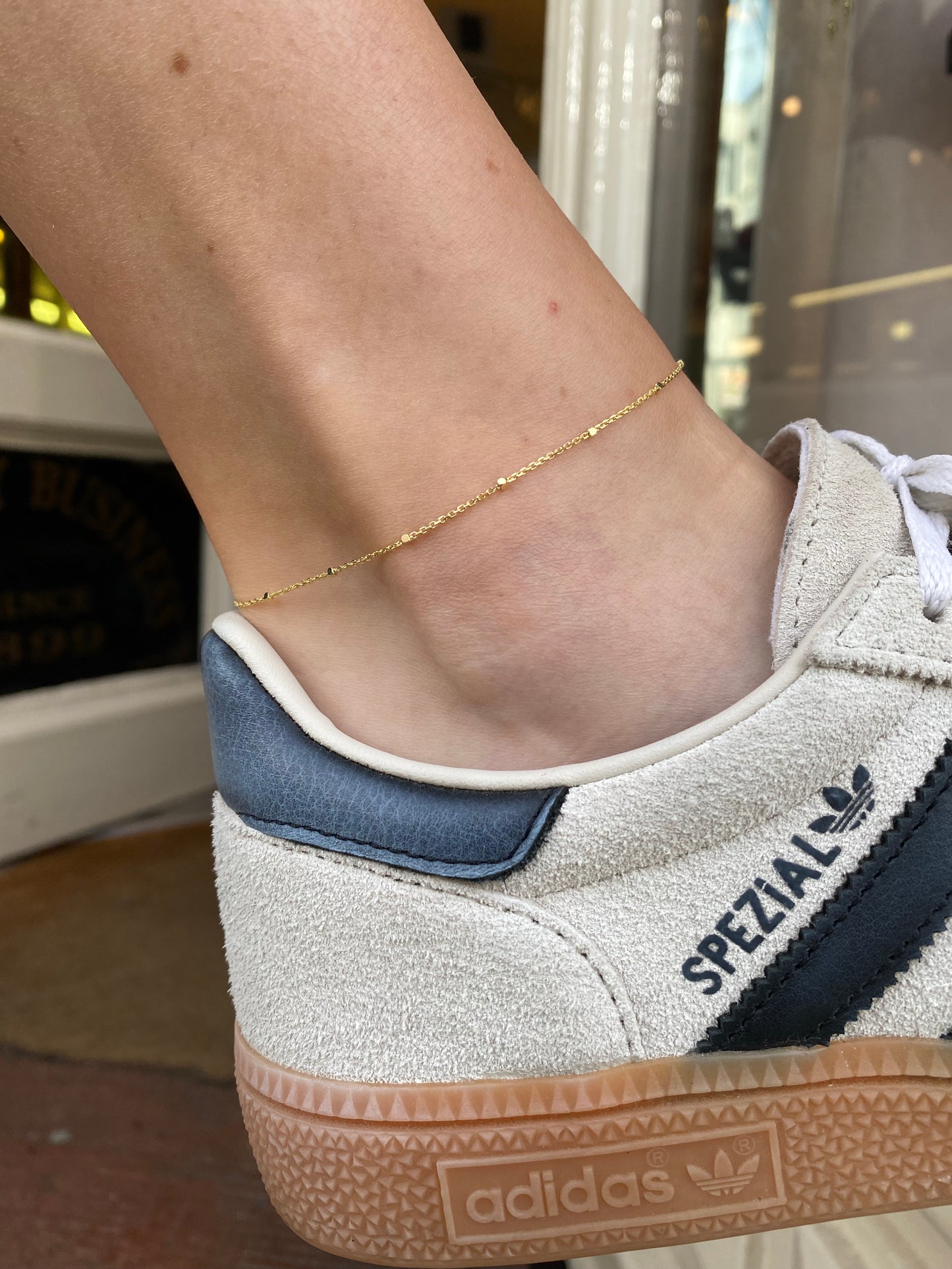 9ct Gold Diamond Cut Station Chain Anklet - John Ross Jewellers