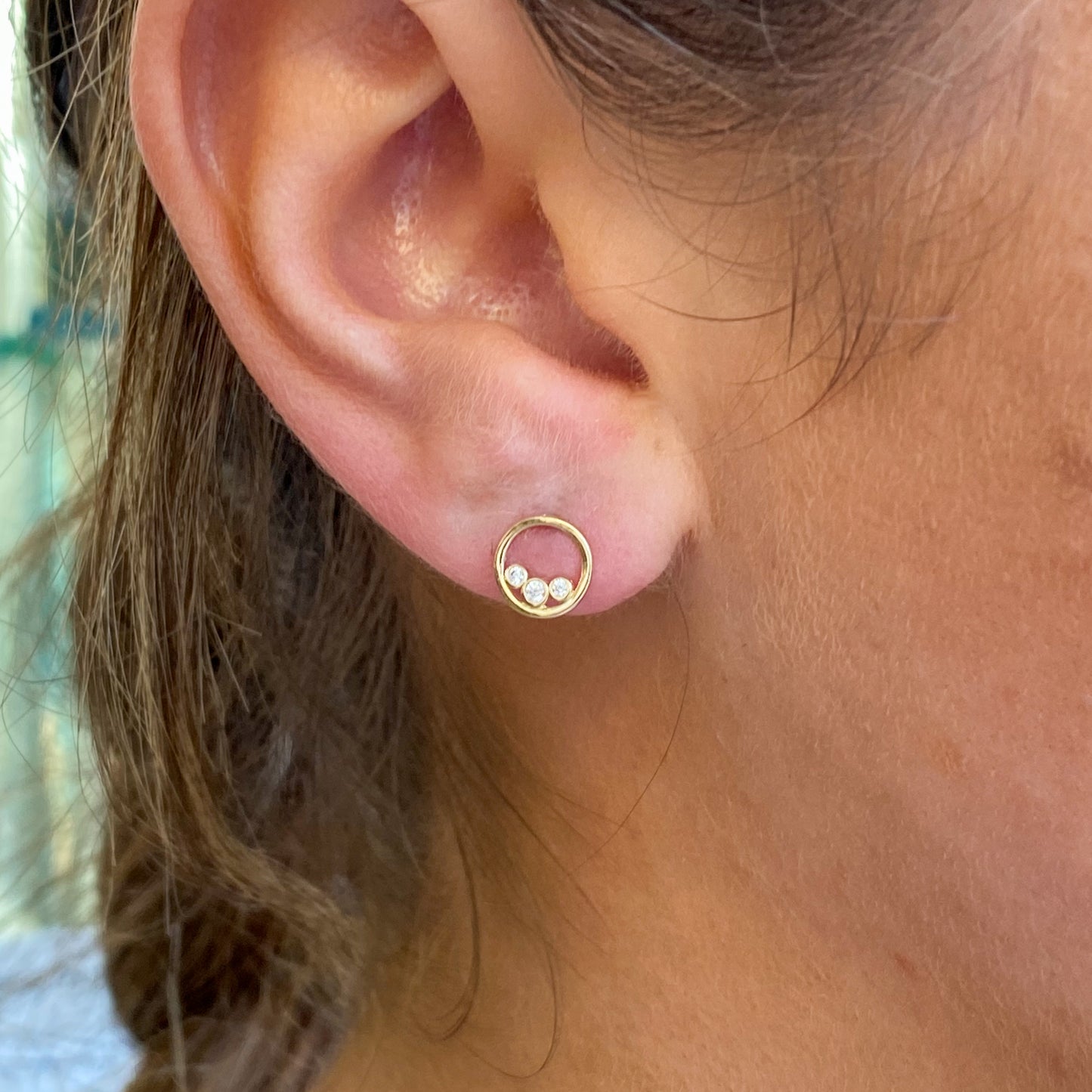 9ct Gold CZ Trio Stud Earrings - John Ross Jewellers