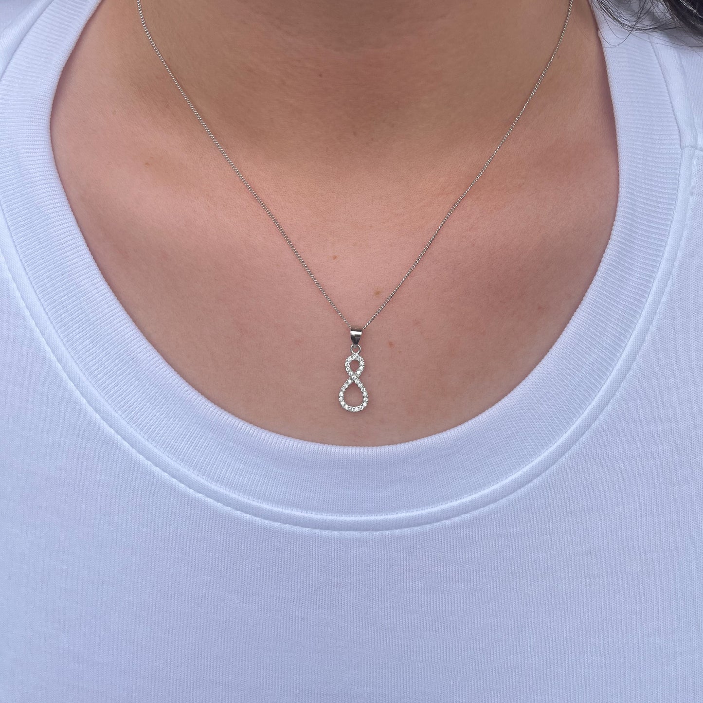 Silver CZ Infinity Earring and Necklace Set - John Ross Jewellers