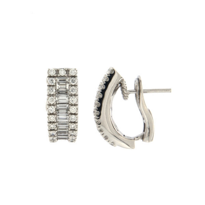 18ct White Gold Diamond J Hoop Earrings - John Ross Jewellers