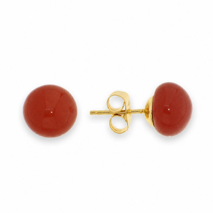 Sunshine Faux Red Coral Stud Earrings | 8mm