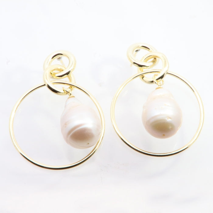 Sunshine Baroque Pearl & Circle Drop Earrings