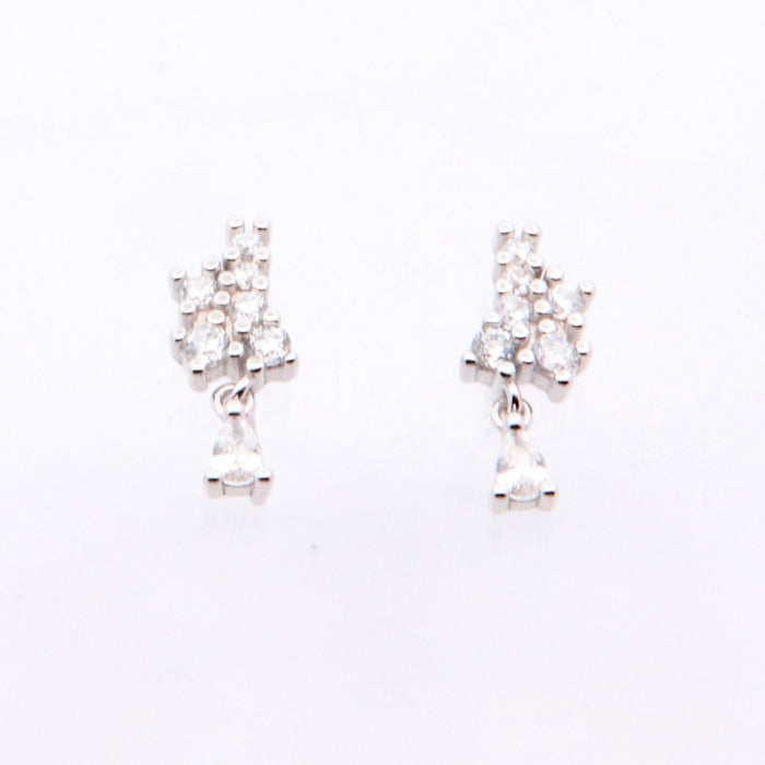 Silver Pretty CZ Drop Earrings by Comero featuring sparkling cubic zirconia stones and elegant drop design.