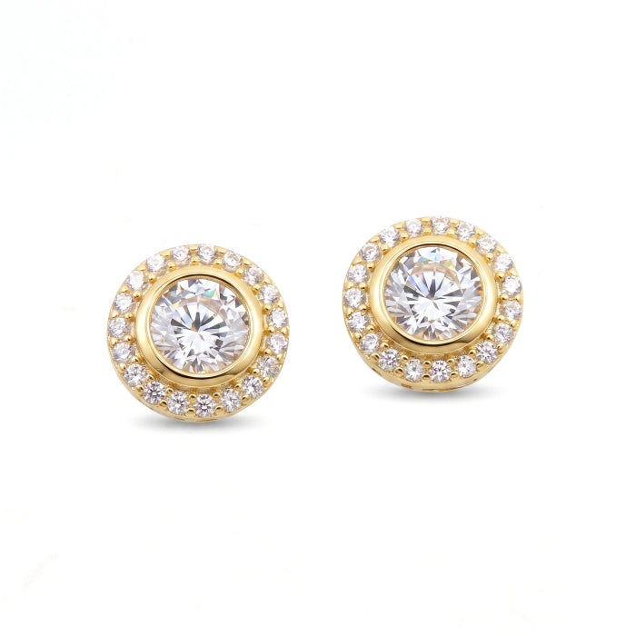 Sunshine CZ Halo Stud Earrings