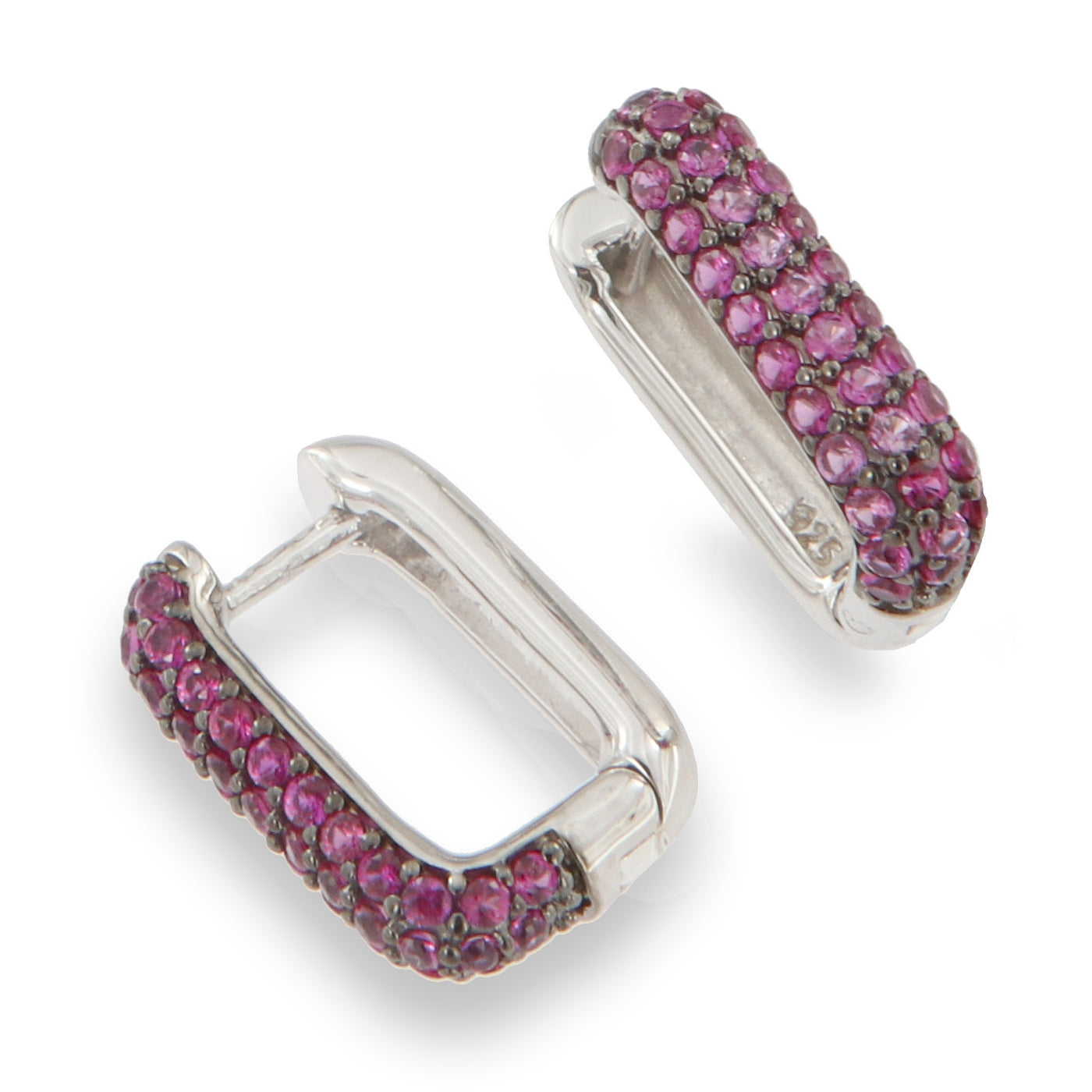 Silver Ombré Hoop Earrings | Ruby Red 15mm - John Ross Jewellers
