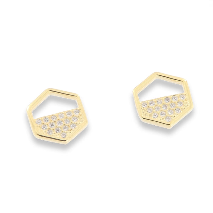 Sunshine CZ Hexagonal Stud Earrings - John Ross Jewellers