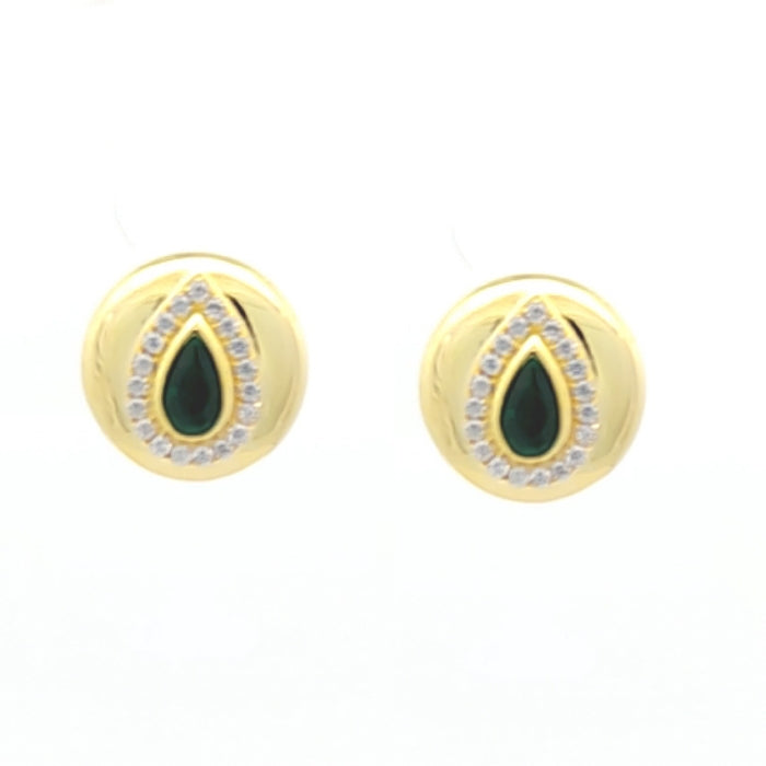Sunshine Pear CZ Stud Earrings| Emerald Green - John Ross Jewellers