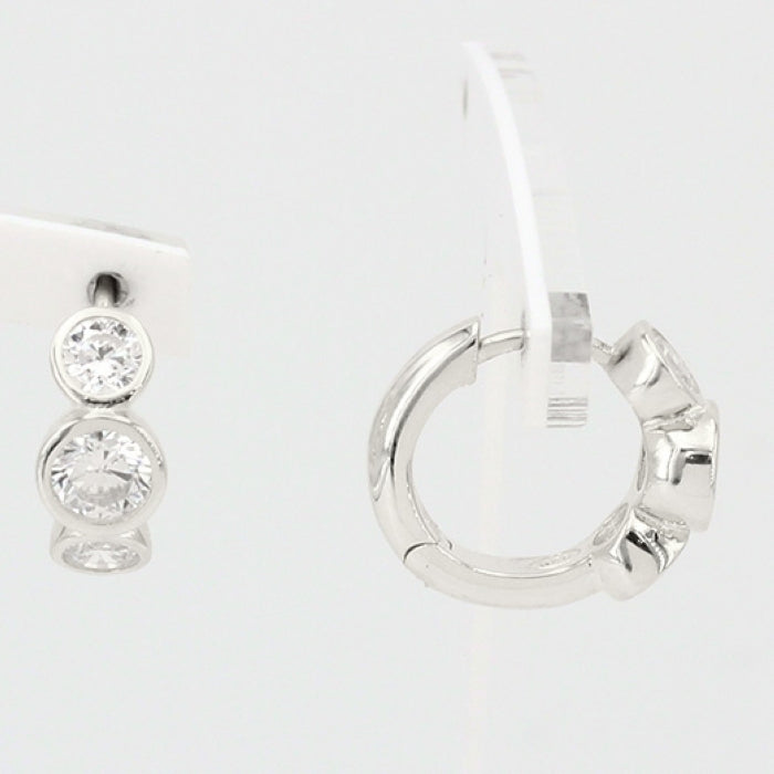 Silver CZ Hoop Earrings