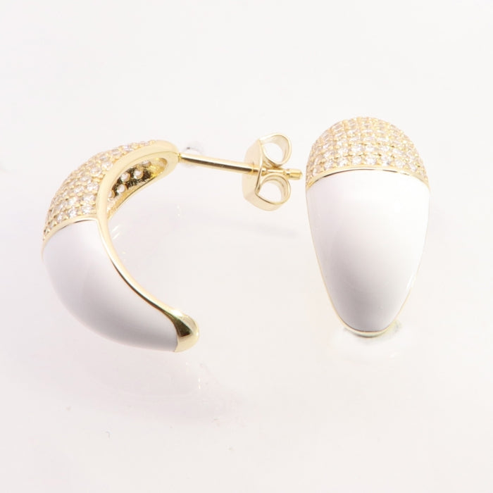 Sunshine Enamel & CZ J Hoop Earrings - John Ross Jewellers
