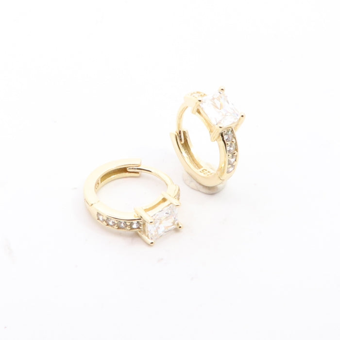 Sunshine CZ Emerald Cut Huggie Hoop Earrings