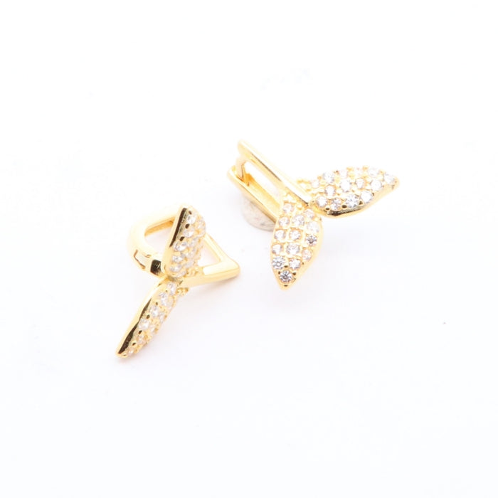 Sunshine Whale Tail CZ Huggie Hoop Earrings - John Ross Jewellers