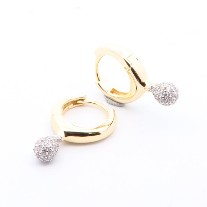 Sunshine Pavé CZ Dropper Hoop Earrings