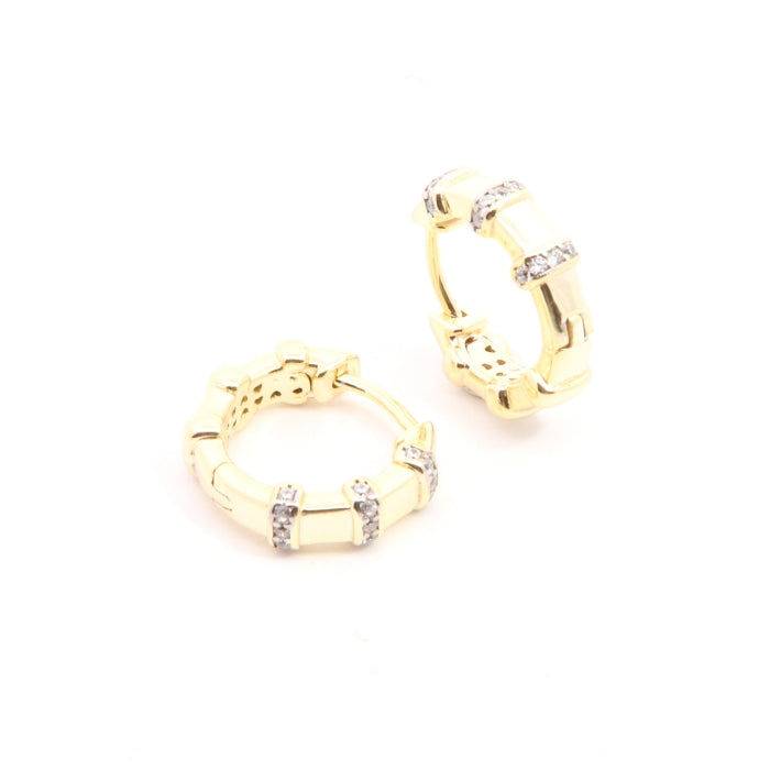 Sunshine Two Tone CZ Huggie Hoop Earrings