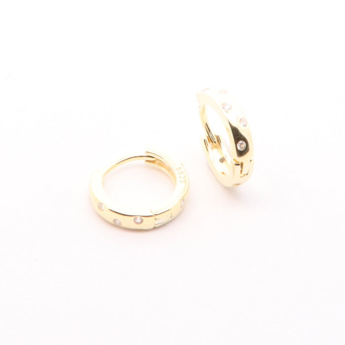 Sunshine CZ Studded Huggie Hoop Earrings