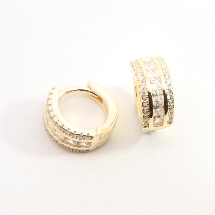 Sunshine Wide CZ Huggie Hoop Earrings | 12mm