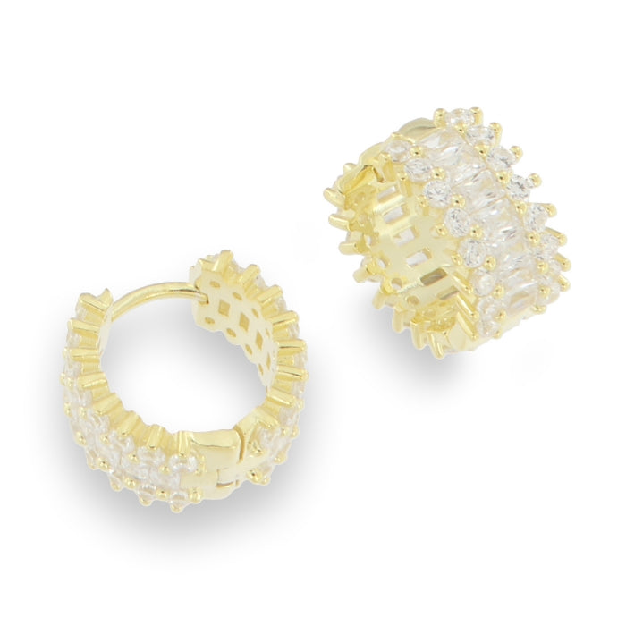 Sunshine Wide CZ Huggie Hoop Earrings - John Ross Jewellers