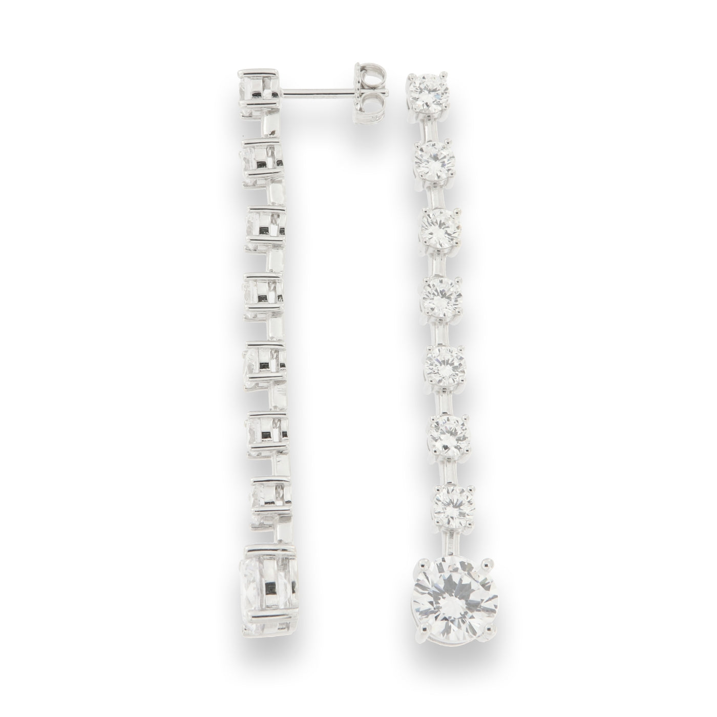 Silver Halle CZ Long Drop Earrings - John Ross Jewellers