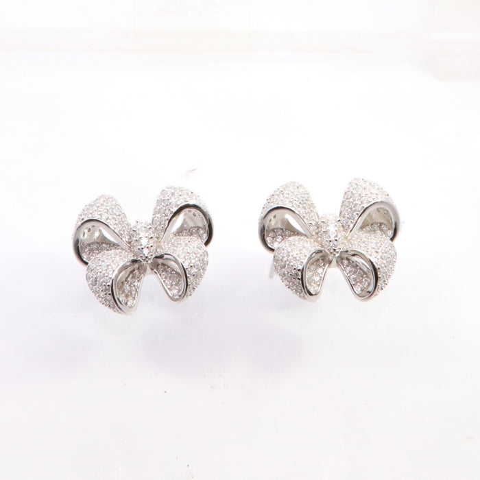 Silver CZ Bow Stud Earrings - John Ross Jewellers