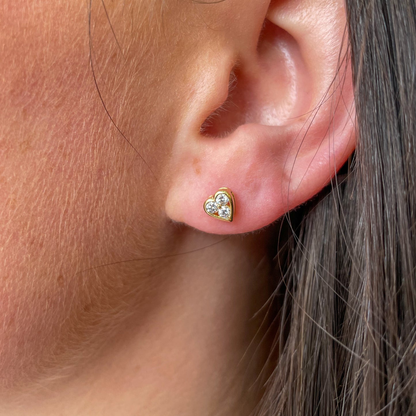 18ct Gold Diamond Trio Heart Stud Earrings - John Ross Jewellers