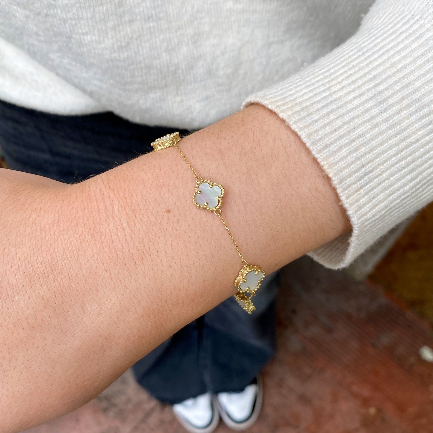 9ct Gold Alhambra Mother of Pearl Quatrefoil Bracelet - John Ross Jewellers