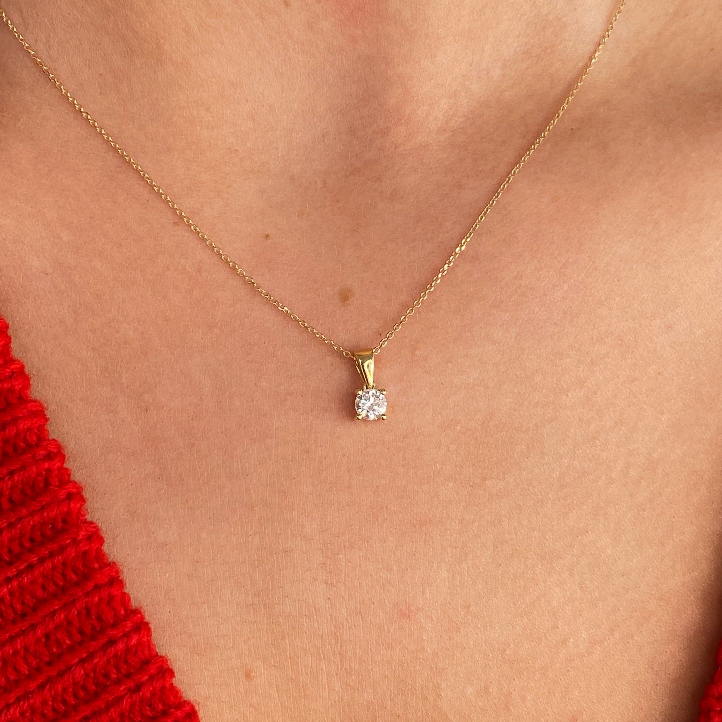 18ct Gold Diamond Solitaire Pendant 0.42ct - John Ross Jewellers