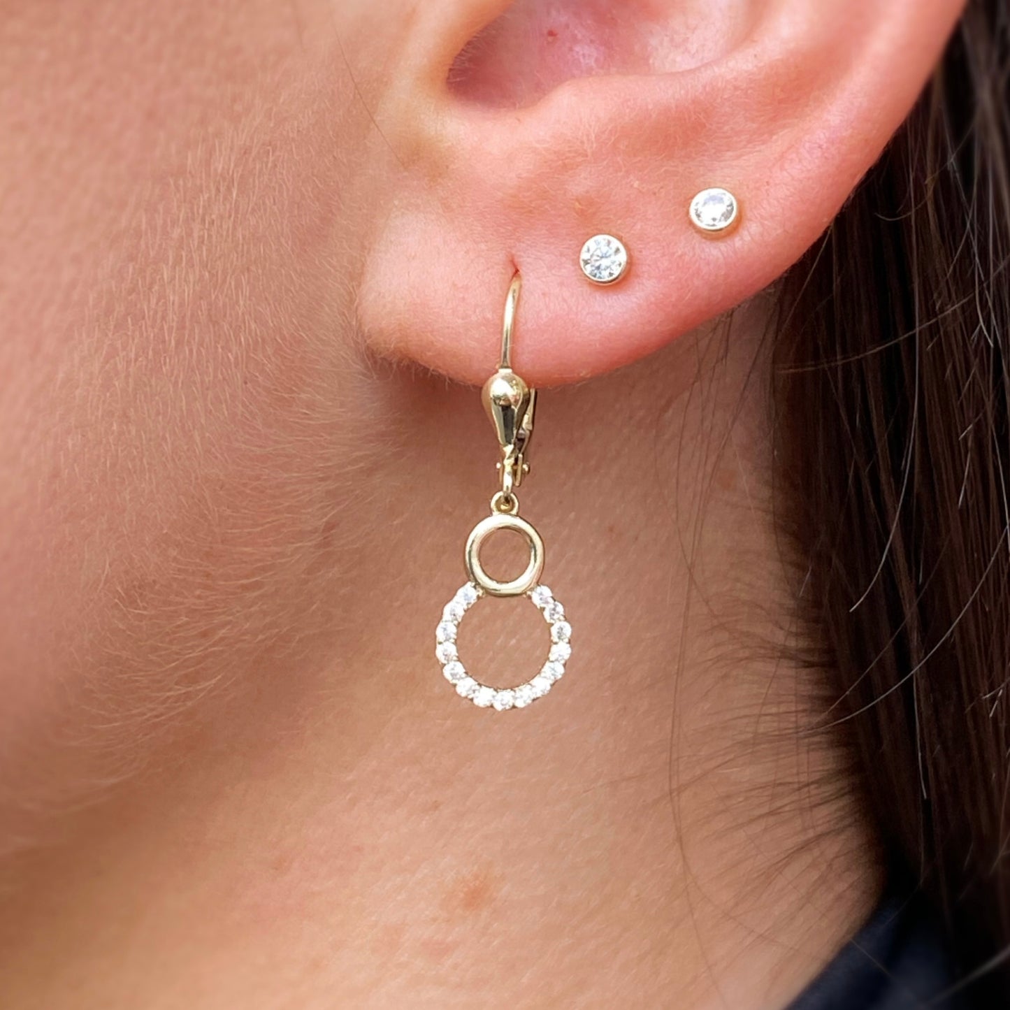 9ct Gold CZ Unity Drop Earrings - German Wires - John Ross Jewellers