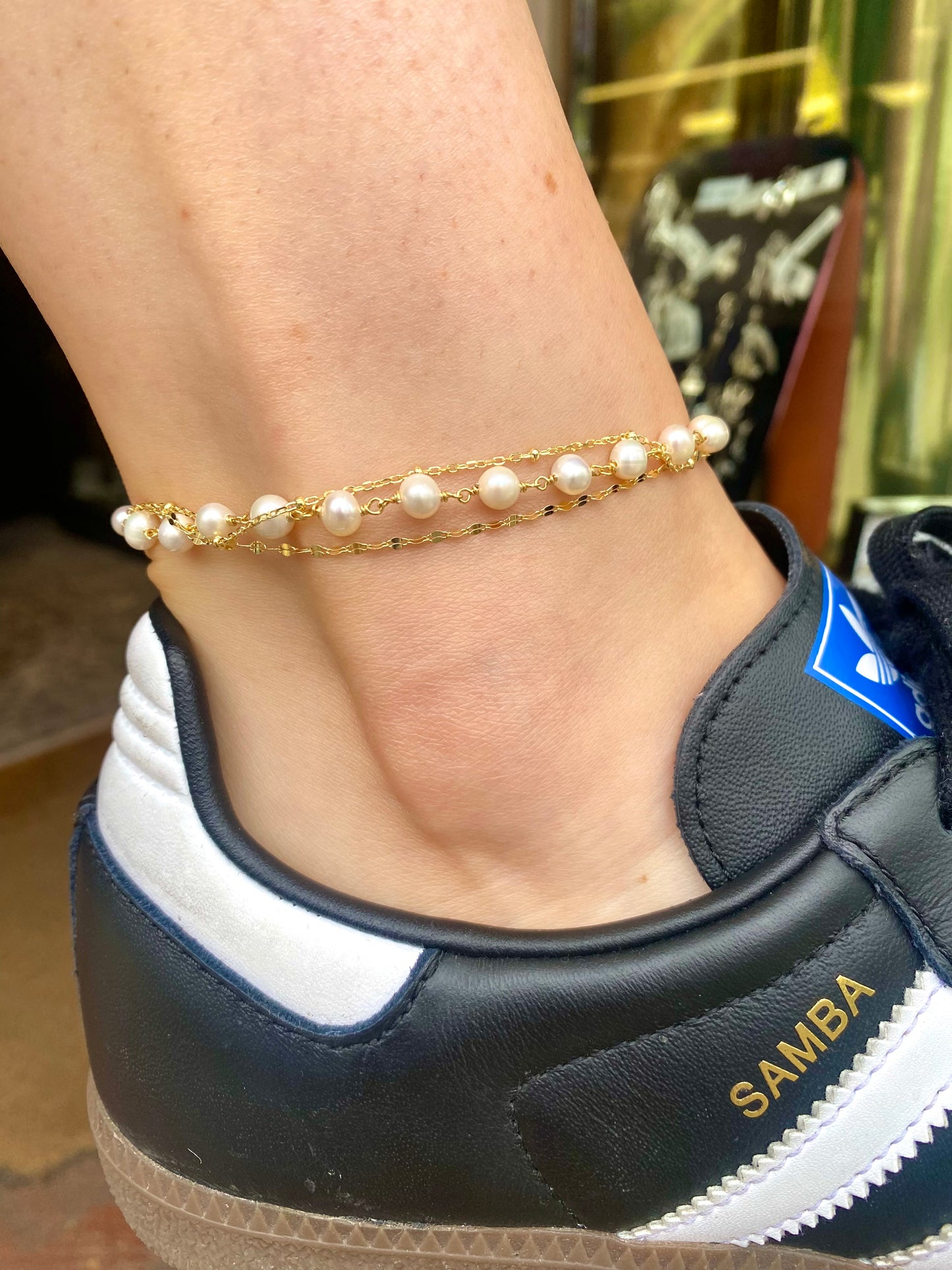 Sunshine Anklet - Triple Freshwater Pearl - John Ross Jewellers