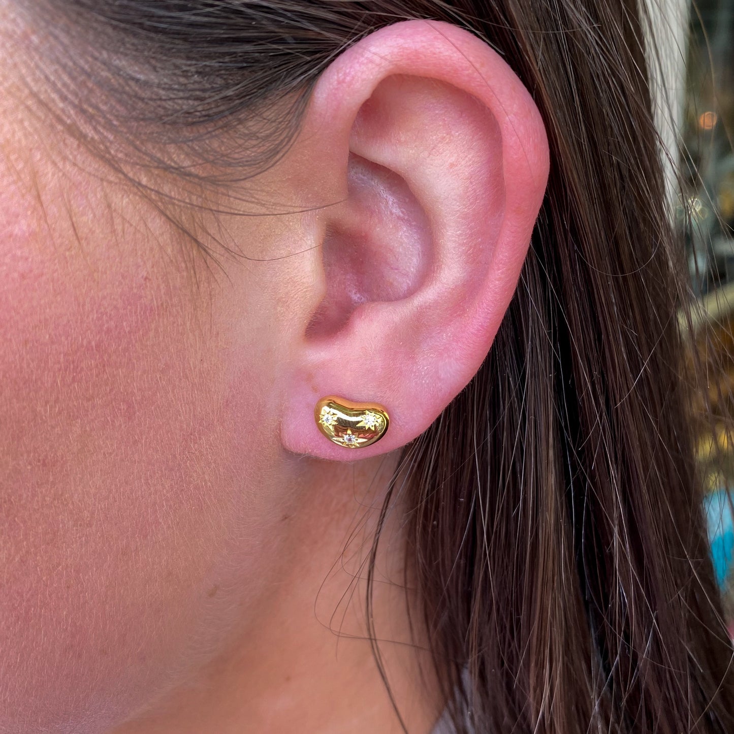 Sunshine Star Set CZ Bean Stud Earrings - John Ross Jewellers