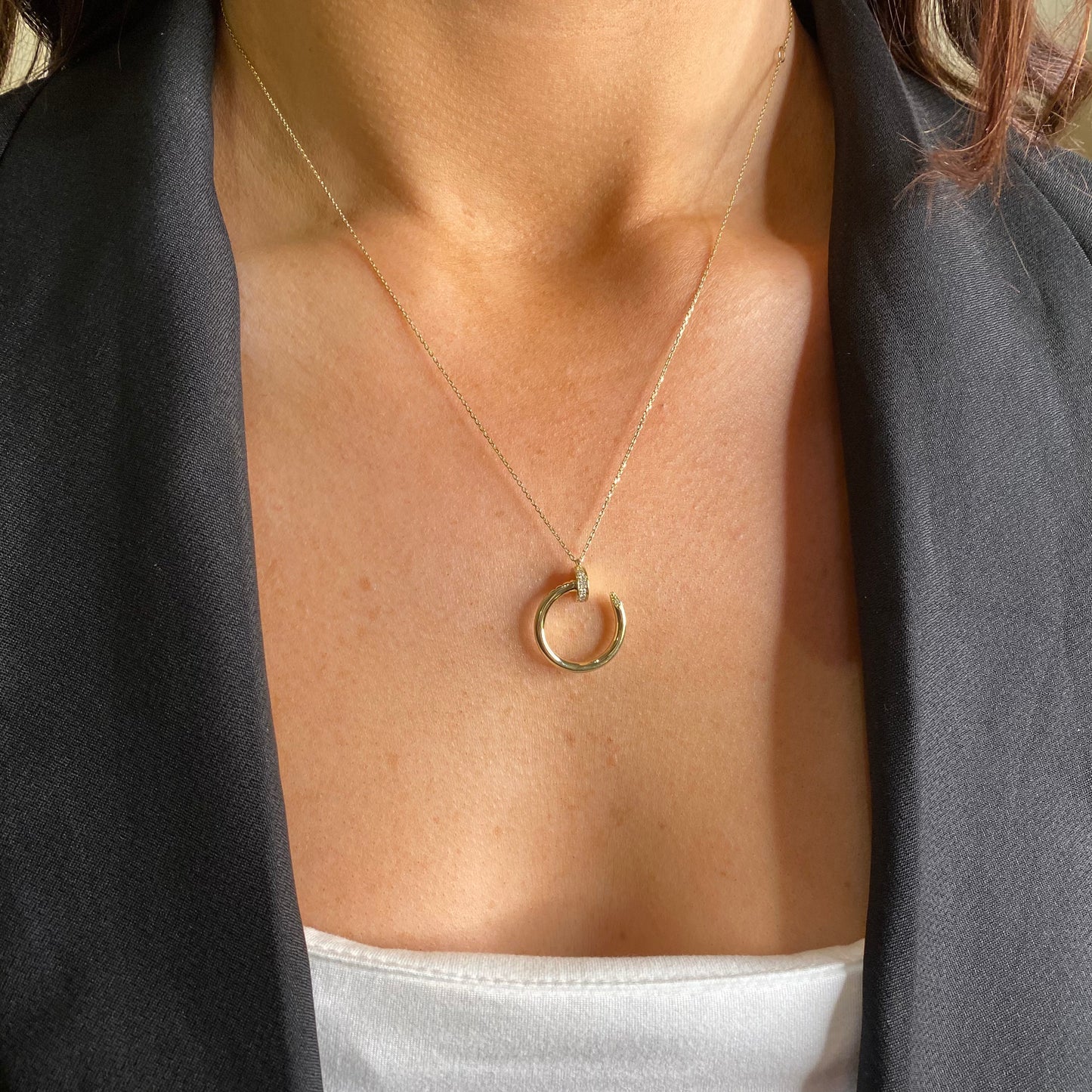 9ct Gold Diamond Nail Necklace - John Ross Jewellers