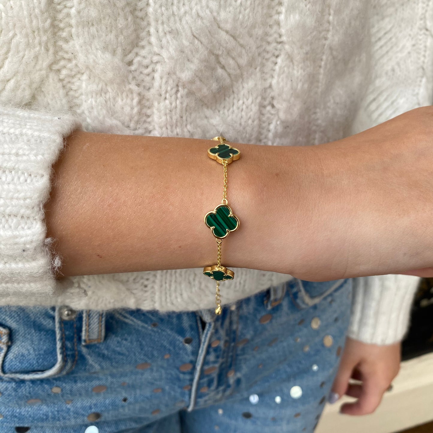 Sunshine Malachite Quatrefoil Bracelet - John Ross Jewellers