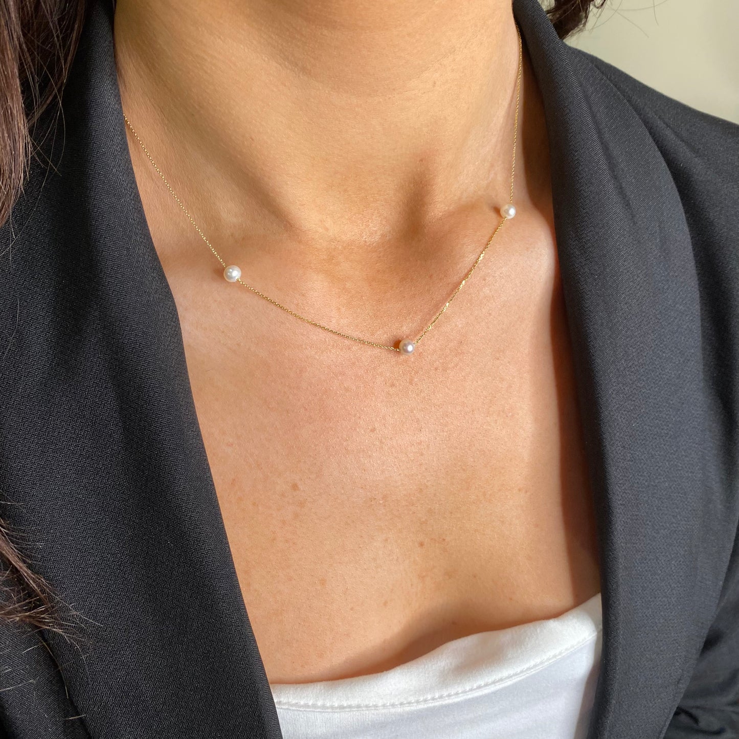 9ct Gold Triple Freshwater Pearl Necklace - John Ross Jewellers