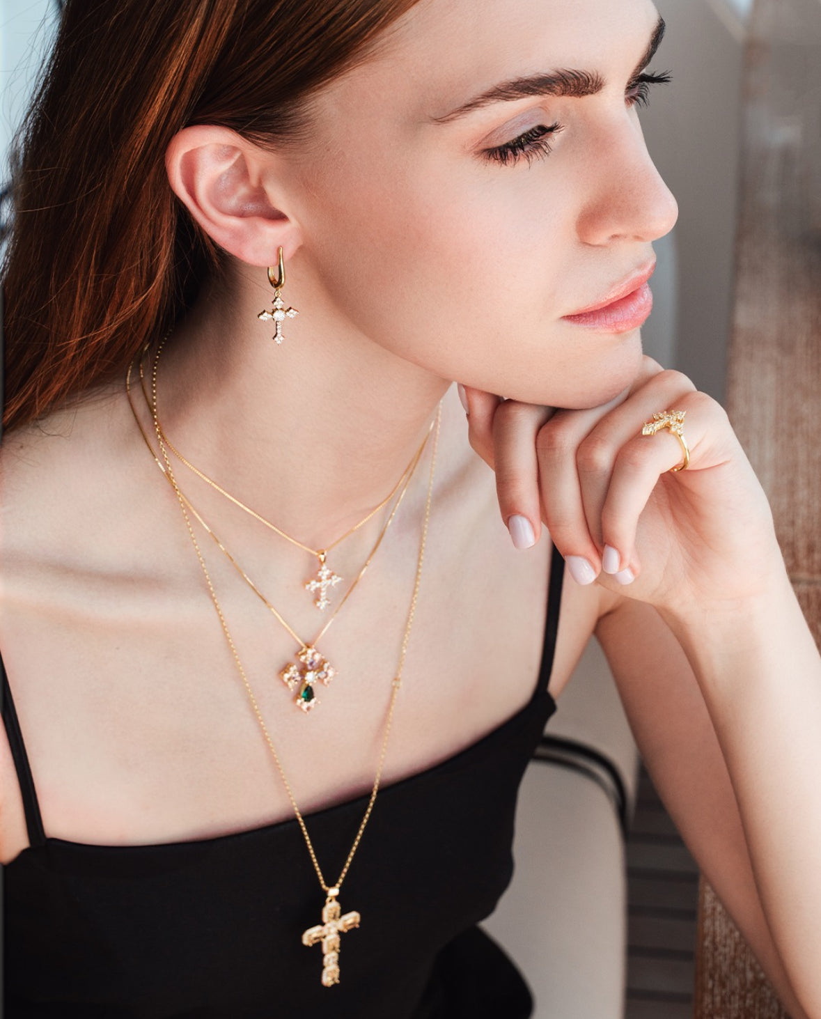 REBECCA Judith - Cross Drop Earrings - John Ross Jewellers