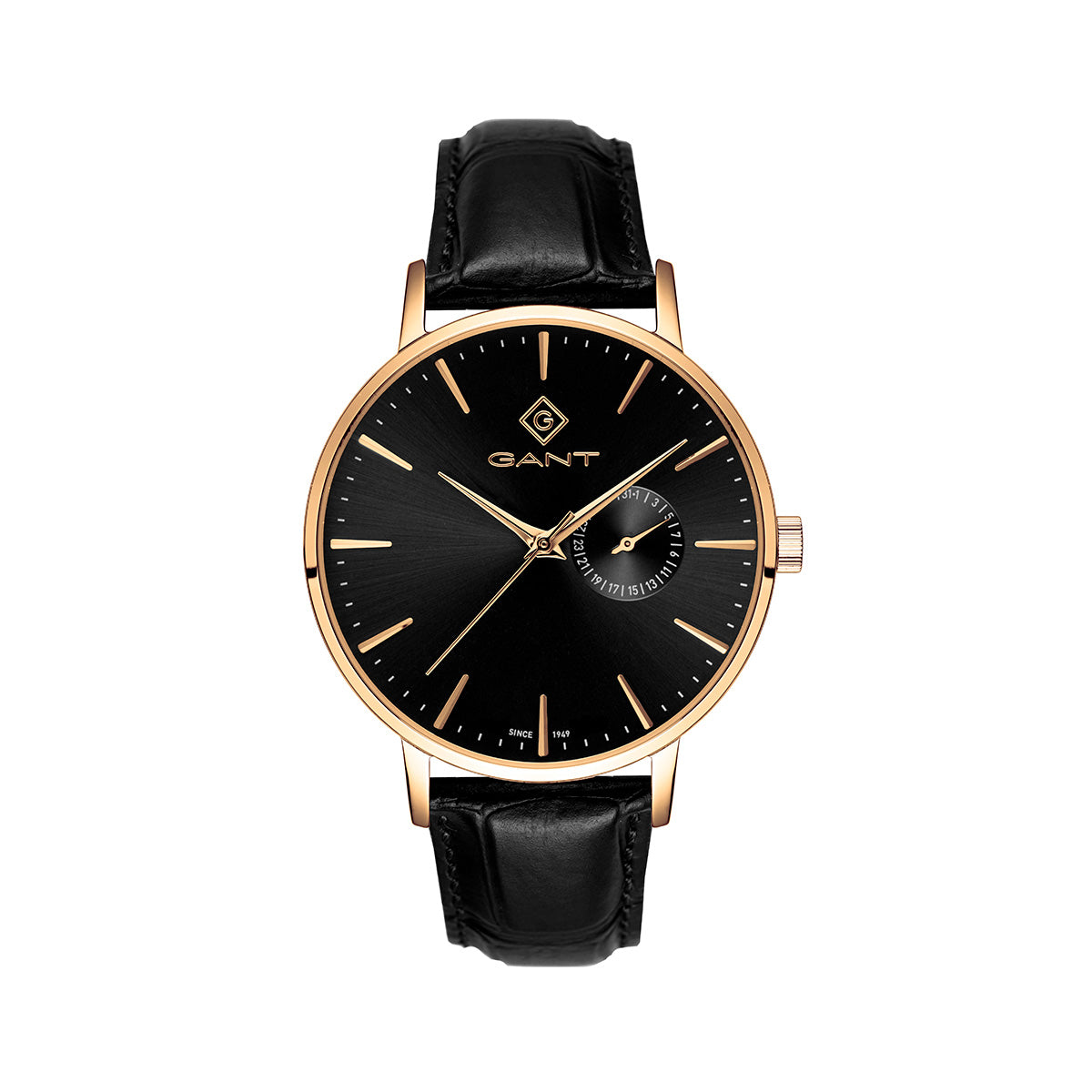 Gant Park Hill III Black Leather | Gold - John Ross Jewellers