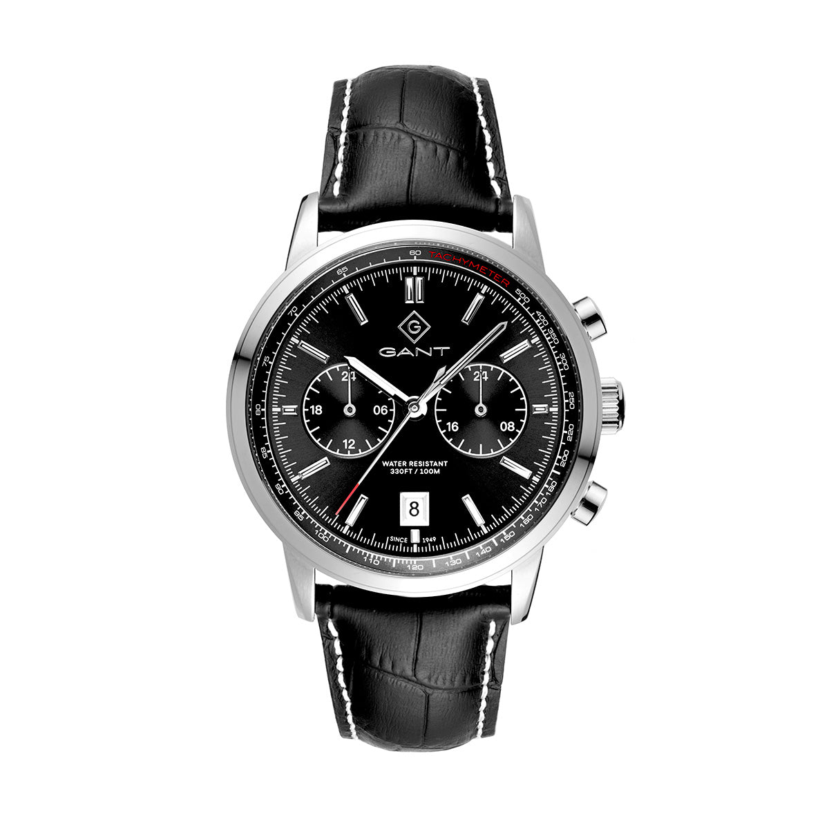 Gant Bergamo Black Leather | Silver - John Ross Jewellers