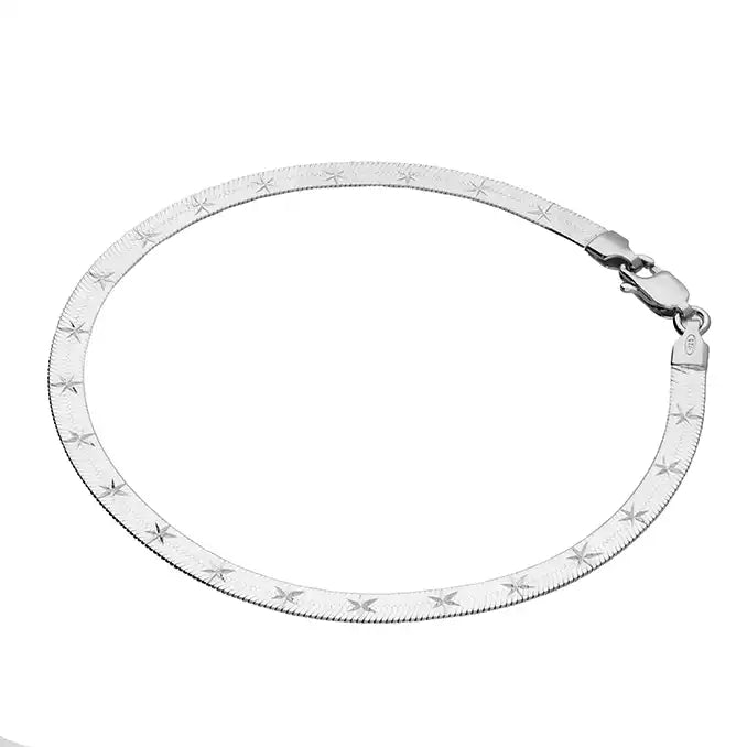 Silver Star Pattern Herringbone Bracelet - John Ross Jewellers