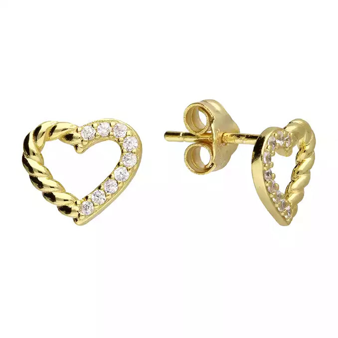 Sunshine CZ Braided Heart Stud Earrings - John Ross Jewellers