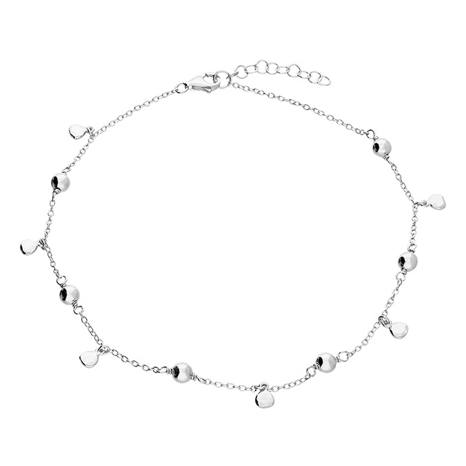 Silver Anklet - Beads & Discs