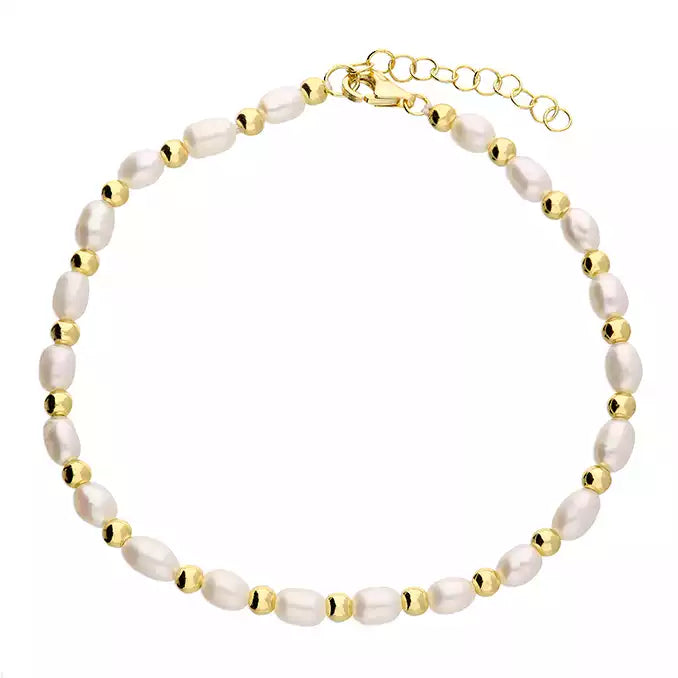 Sunshine Freshwater Pearl and Bead Bracelet by CME featuring elegant white pearls and colorful beads on a delicate bracelet.